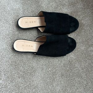 M. Gemi Black Italian Suede leather Mules